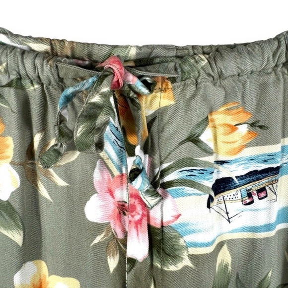 Island Traders Drawstring Waist Cropped Beach Pants, Postcard Print, Size XXL - Picture 4 of 12